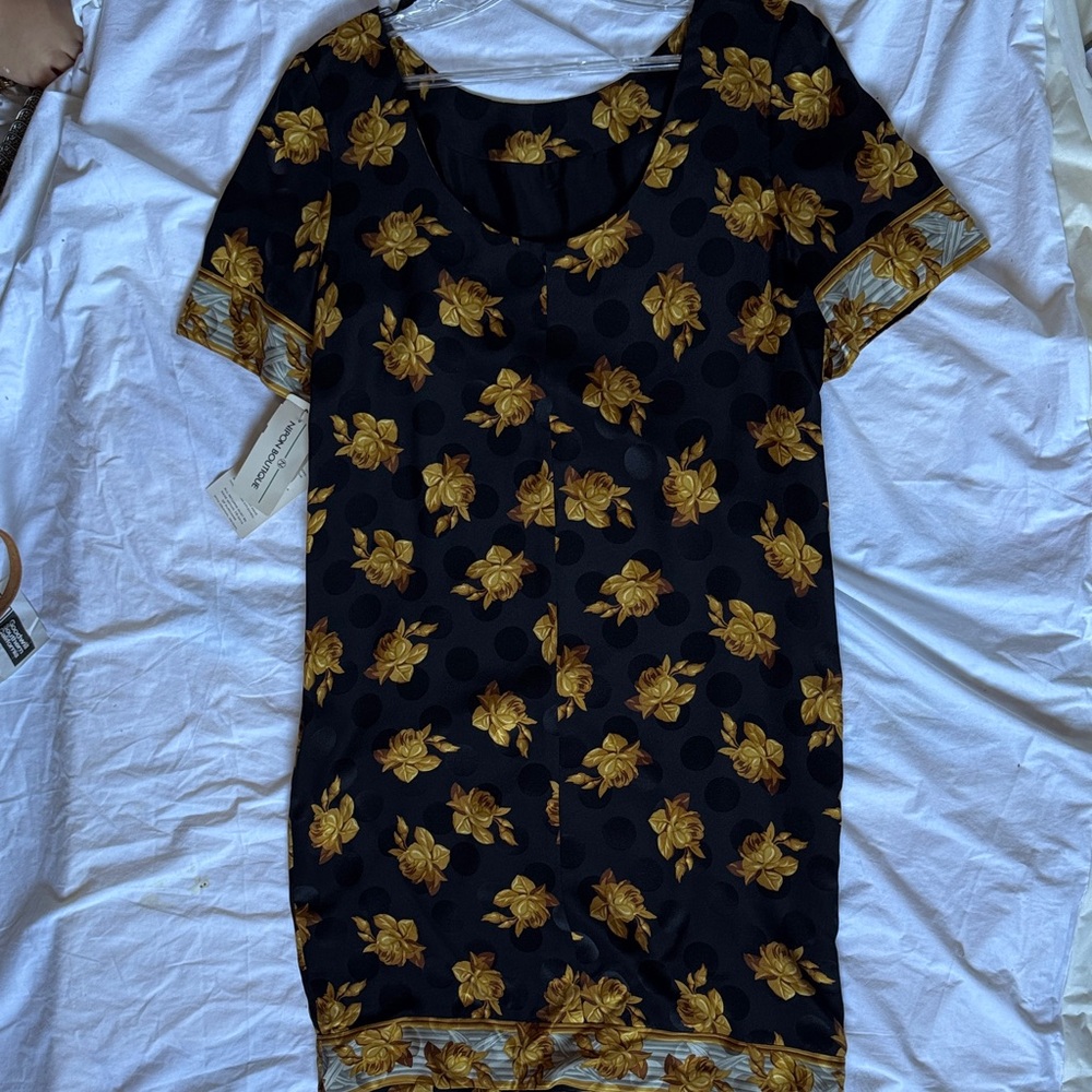 Nipon Boutique Black and Gold Floral Dress